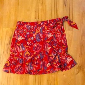 Ann Taylor Loft Size 4 Red Paisley Wrap Skirt